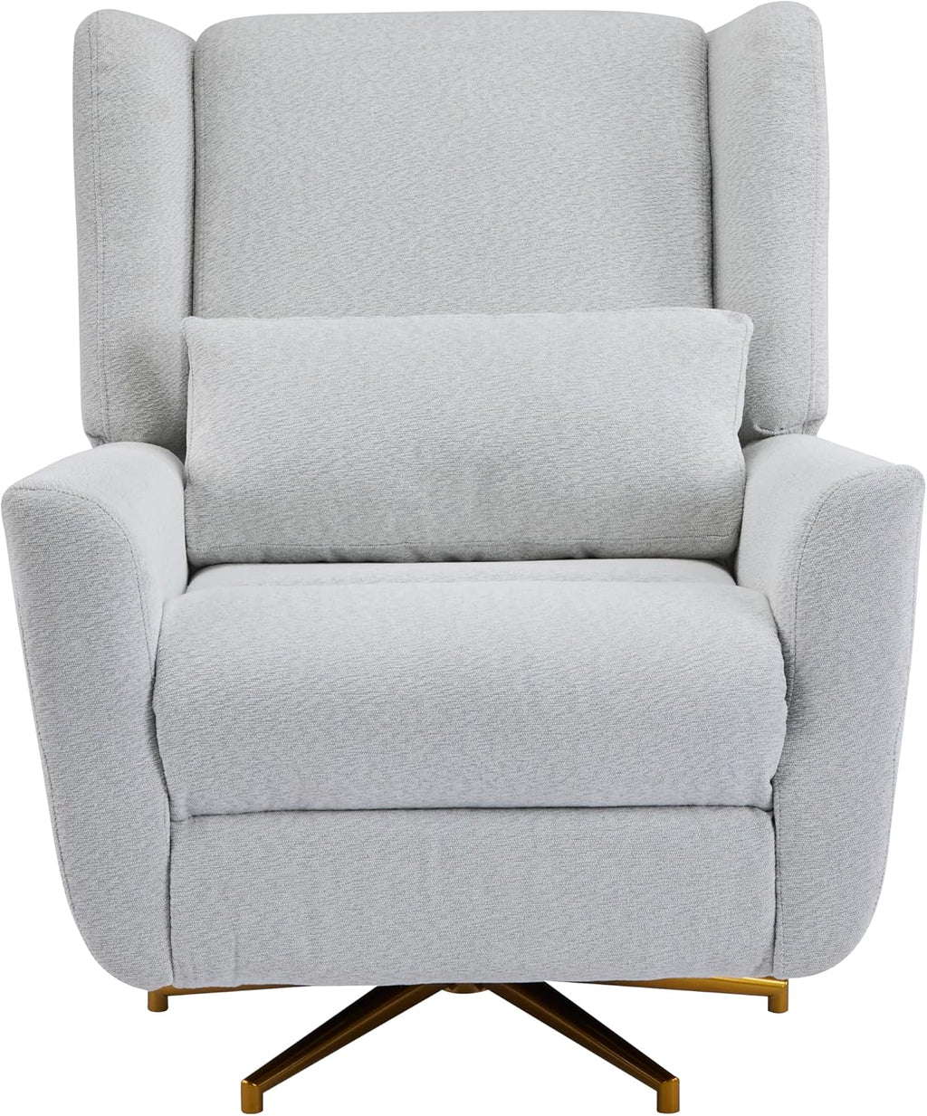 Christopher Knight Home Dolia Fabric Upholstered 360° Swivel Chair, Push-Back Power Recliner Chair, Iron Recliner Sofa with Rotation, Living Room Lounge Sofa, Adjustable Backrest, Gold + Light Grey