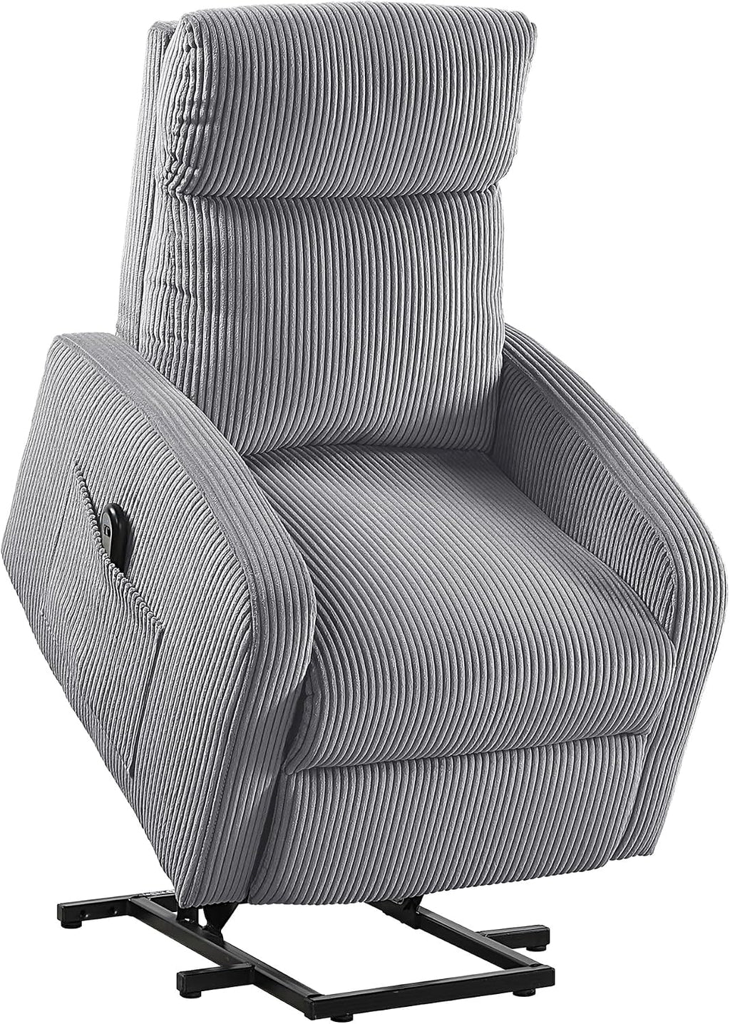 Lexicon Power Lift Recliner Chair for Elderly with Remote Control, Gentle Lift Motion, Side Pocket Armrest, Corduroy Upholstered Electric Recliner for Living Room/Bedroom, Easy Assembly, Dark Gray