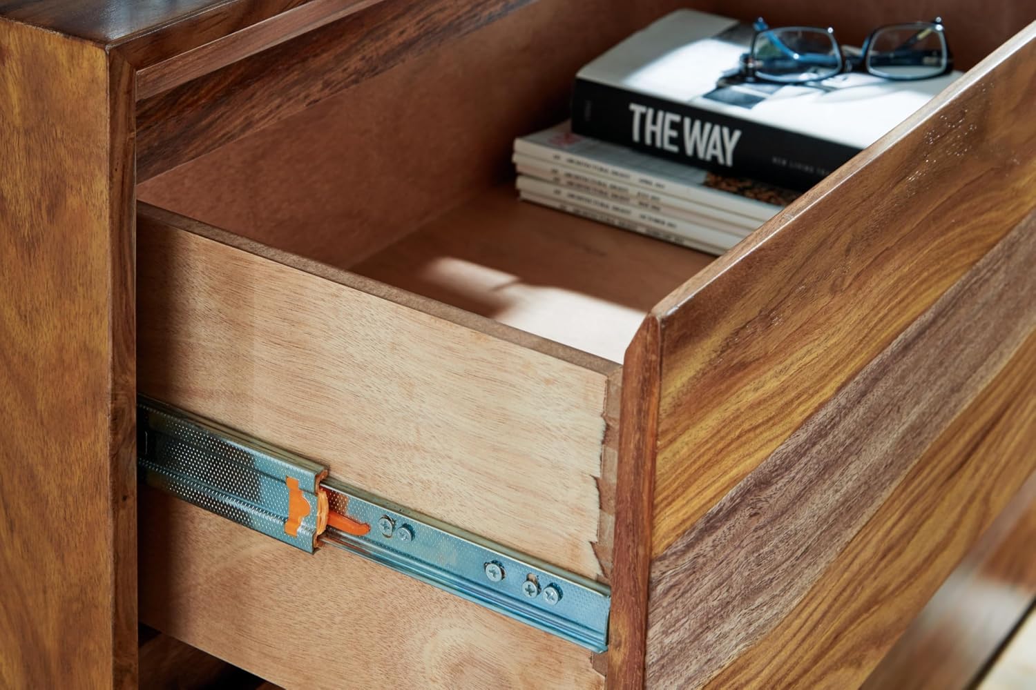 Signature Design by Ashley Dressonni Farmhouse 6-Drawer Dresser with Beveled Edge and Felt Lining, Light Brown