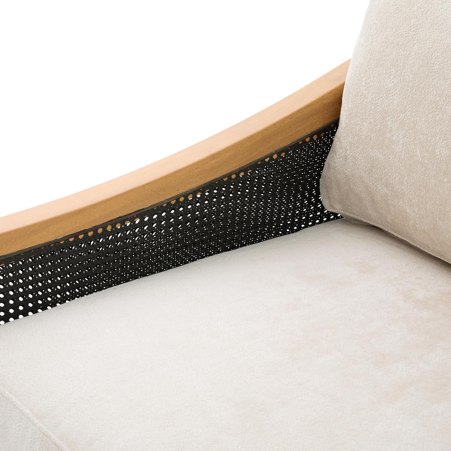 Christopher Knight Home Harper Mid-Century Loveseat Sofa Couch, 2-Seater Lounge Sofa with Rattan Armrests and Wooden Legs, Chenille Upholstered Couches for Living Room and Small Space, Black