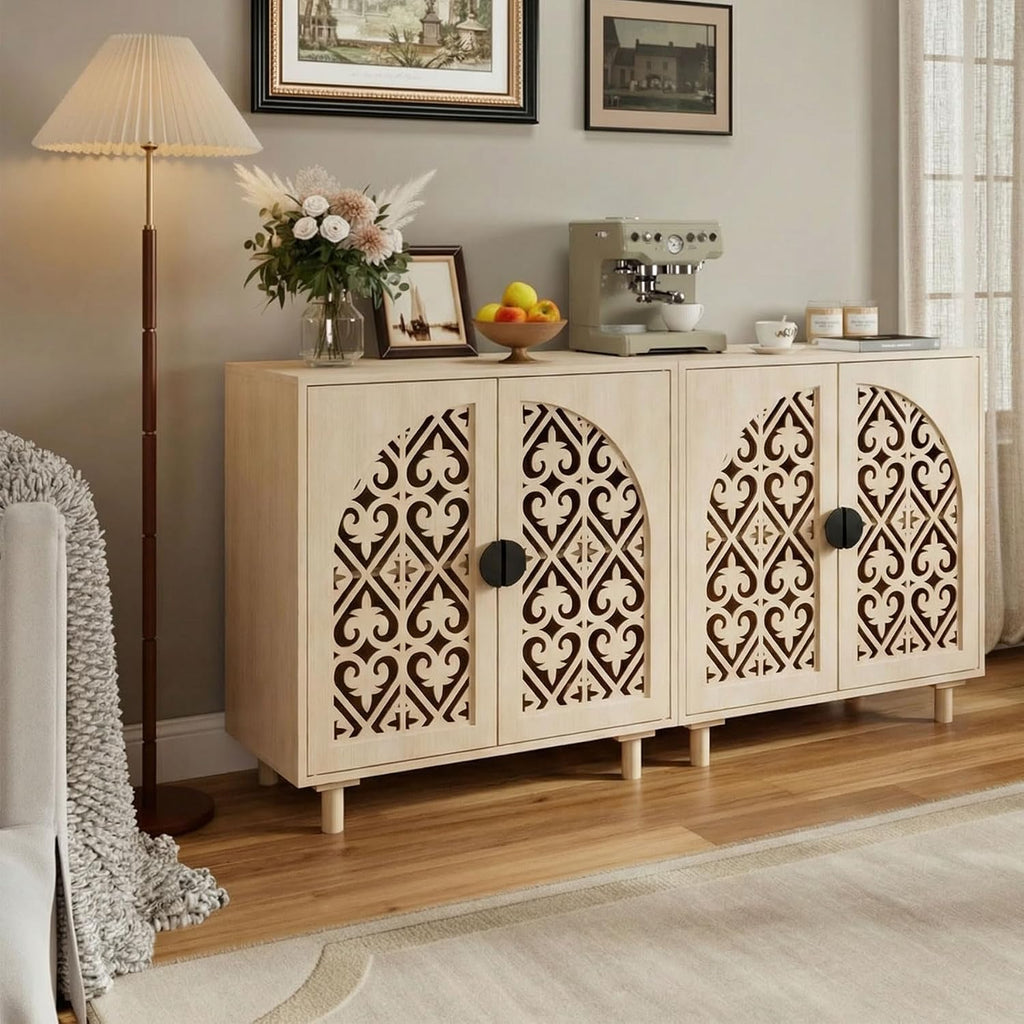 Decorative Storage Cabinet, Sideboard with Magnetic Latch, Adjustable Shelf, 29.8 x 15.7 x 31.5 Inches (2 Piece)