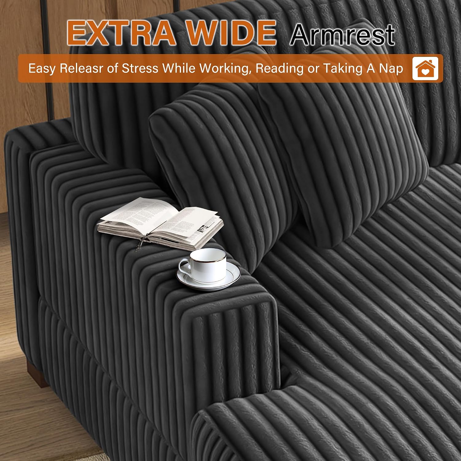 84' Oversized Double Chaise Lounges Indoor, Faux Fur Upholstered Chaise Lounge Chair for Living Room, Modern Sectional Sofa Couch Sleeper Loveseat Bedroom Reading Seating - Gray