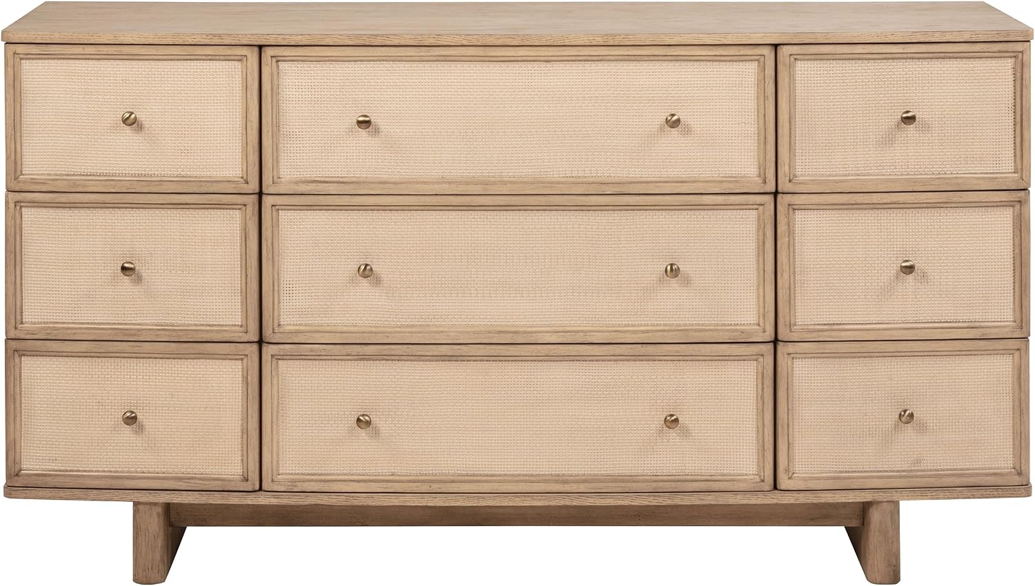 Coaster Home Furnishings - Kailani - Wood - 9-Drawer Dresser with Antique Brass Hardware, Metal Extension Glides, Coastal Style - Bedroom - Beige Oak - 225043