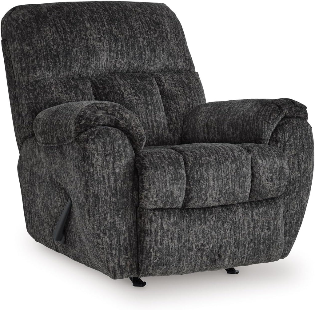 Signature Design by Ashley Rampant Casual Manual Rocker Recliner with Pillow-Top Arms, Gray