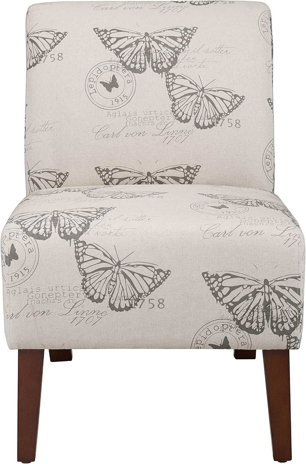 Linon Butterfly, Dark Espresso Linen Lily Chair, 21.5' W x 29.5' D x 31.5' H