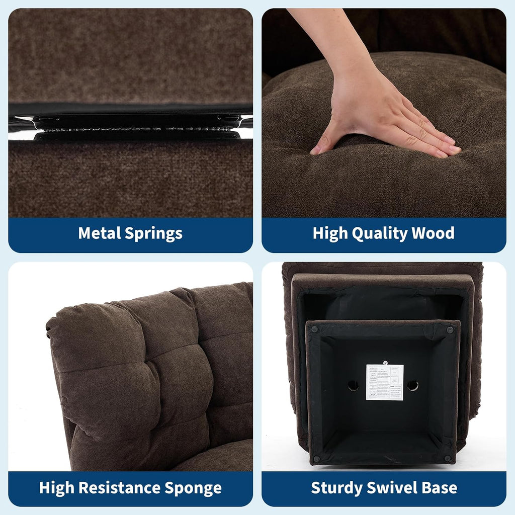 GarveeHome Chenille Swivel Accent Chair,360°Comfy Modern Sofa Chair with Oversize Base,20.8in Extended Seat with Cozy Cotton Filling,300Lb Max Load Accent Chair for Living Room, Bedroom, Office