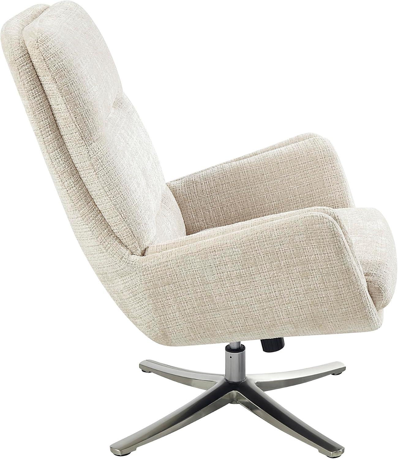 Lexicon 360 Degree Swivel Accent Chair with Ottoman, Chenille Upholstered Swivel Lounge Chair with Armrest, Criss-Cross Legs and Footstool for Living Room/Office/Bedroom, Beige