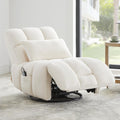 Watson & Whitely Oversized Power Recliner Chair for Adults, Swivel Rocker Recliner Chair with Lumbar Support, Ultra-Comfy Glider Recliner for Living Room Theater Seating Single Sofa, Cream
