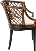 SAFAVIEH Furniture - Carlotta Rattan Arm Chair - Brown & Black - Solid Wood - Coastal Open-Arm Design - Ideal for Living Room, Sunroom, Bedroom (SEA4013C)