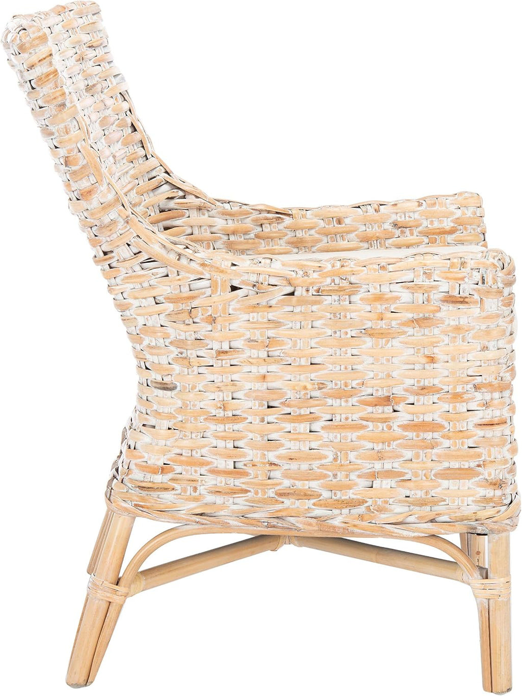 Safavieh Home Collection Cristen Rattan Cushion Accent Chair, Natural White Wash/White (ACH6513A)