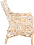 Safavieh Home Collection Cristen Rattan Cushion Accent Chair, Natural White Wash/White (ACH6513A)