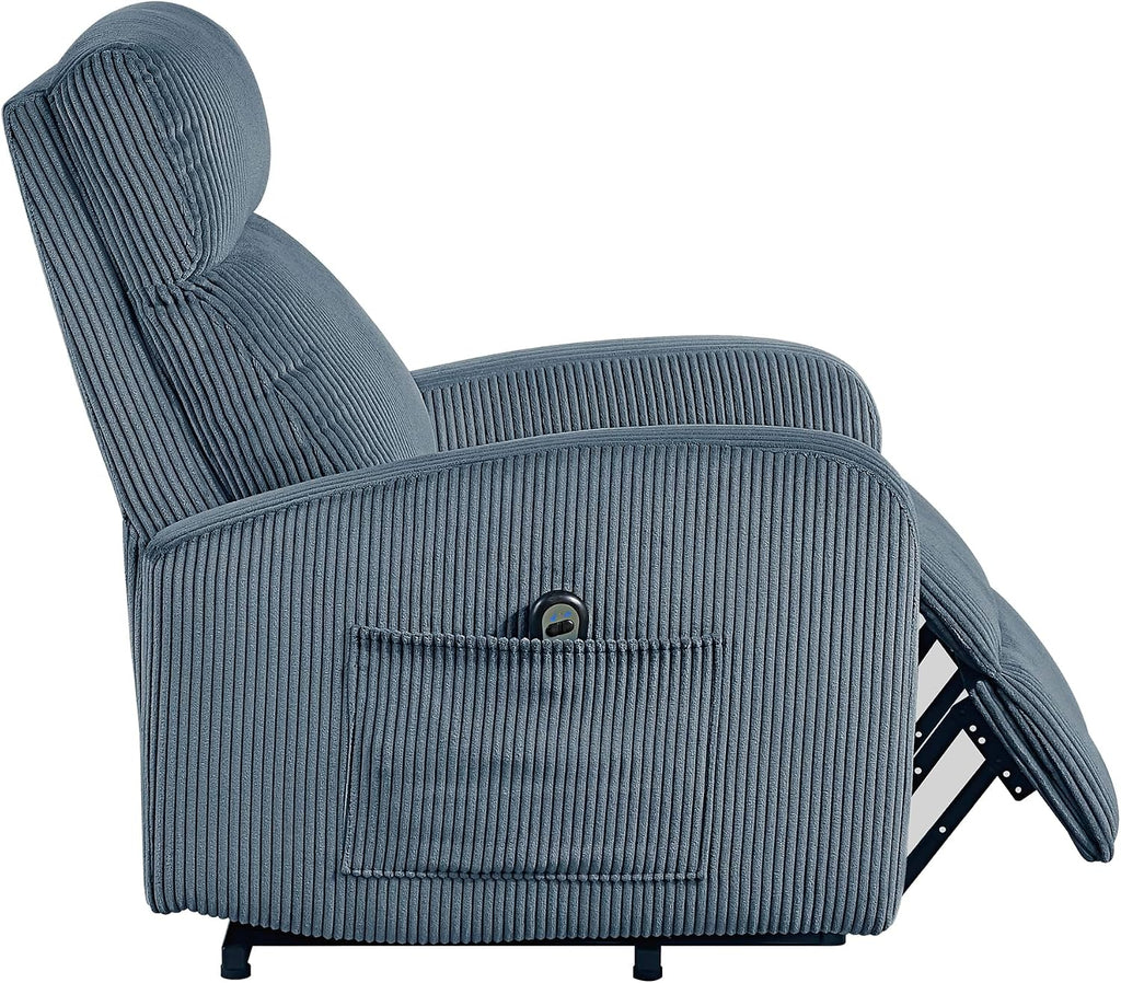 Lexicon Power Lift Recliner Chair for Elderly with Remote Control, Gentle Lift Motion, Side Pocket Armrest, Corduroy Upholstered Electric Recliner for Living Room/Bedroom, Easy Assembly, Midnight Blue