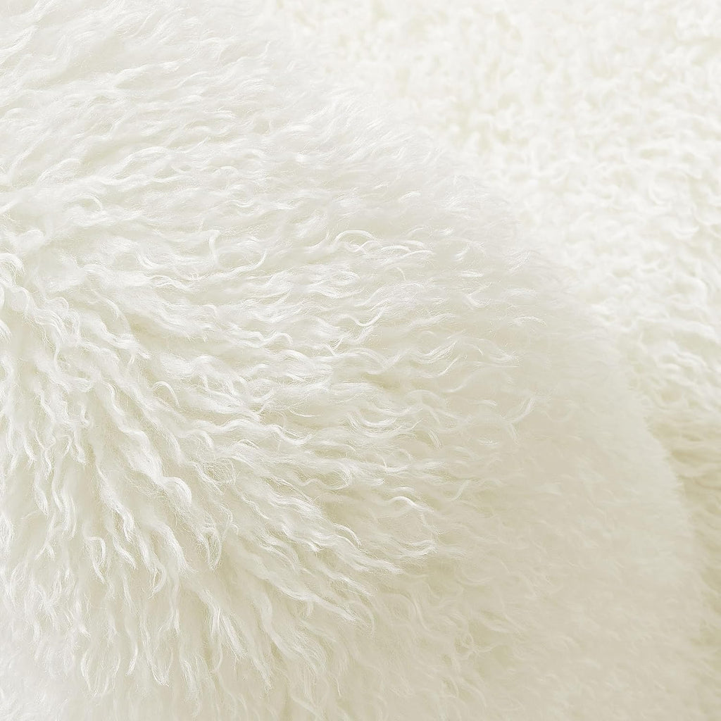 Modway Mina Faux Fur Accent Chair in White -,Furry Slipper Lounge Chair for Bedroom Or Living Room