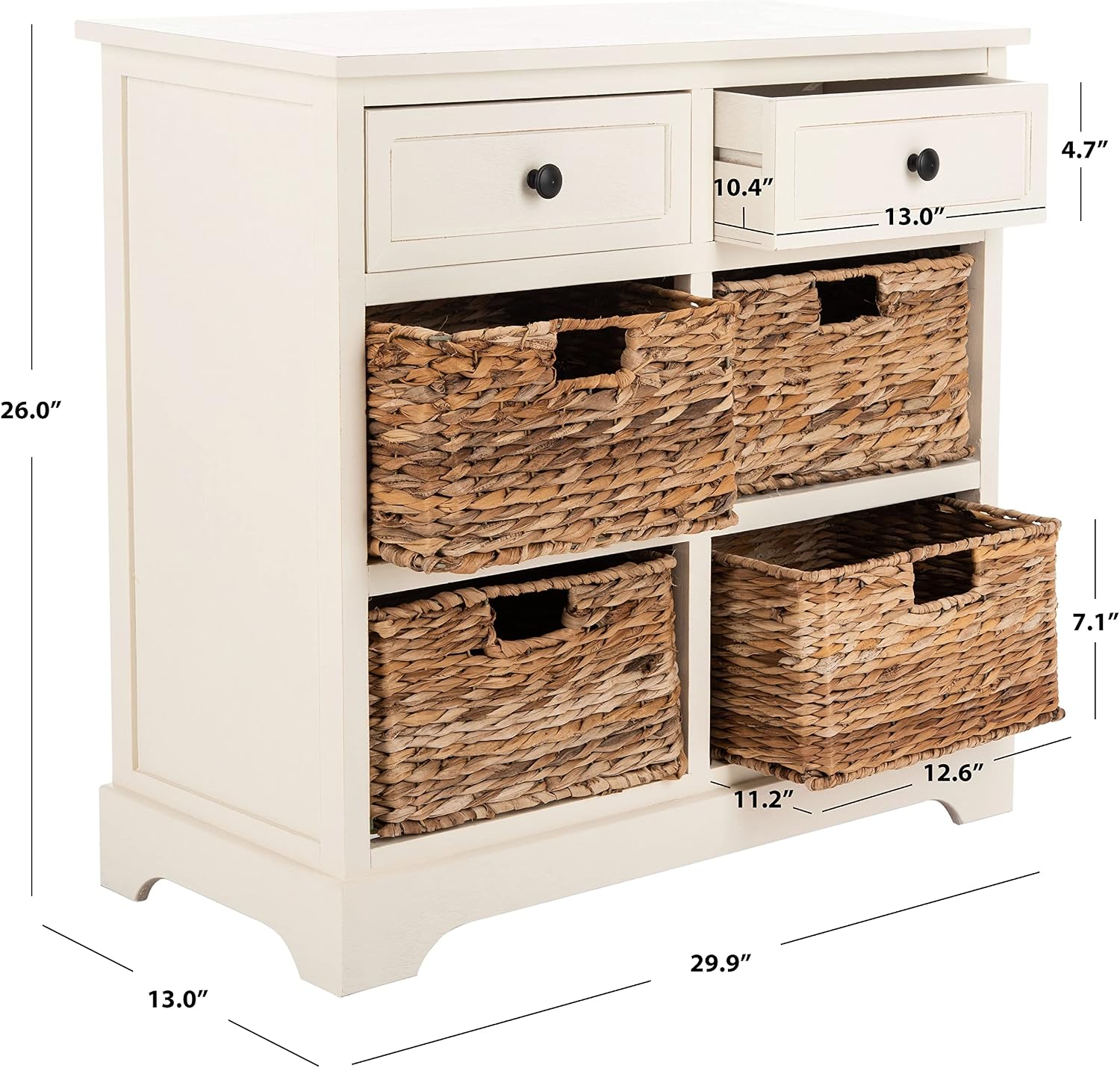 SAFAVIEH Furniture - Herman 2-Drawer Storage Unit - Distressed Cream - Solid Wood - Classic Storage Design - Ideal for Living Room, Entryway, 29' W x 13' D x 27.5' H - Fully Assembled (AMH5702C)