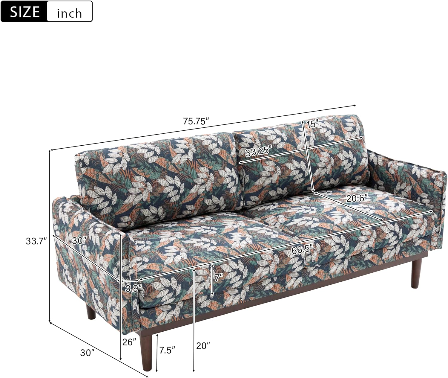 Christopher Knight Home Brena Modern Chenille Upholstered Loveseat Sofa, Wooden 2 Seater Sofa Couch with Deep Seat, Comfy Cloud Couch for Living Room, Bedroom, Home Office, Green+White
