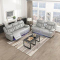 Lexicon 2 Piece Living Room Furniture Sets, Power Reclining Sofa Set, Home Theater Seating with USB Charging Ports/LED Lighting, Wall Hugger Power Double Reclining Sofa & Loveseat, 2 Pieces, Gray