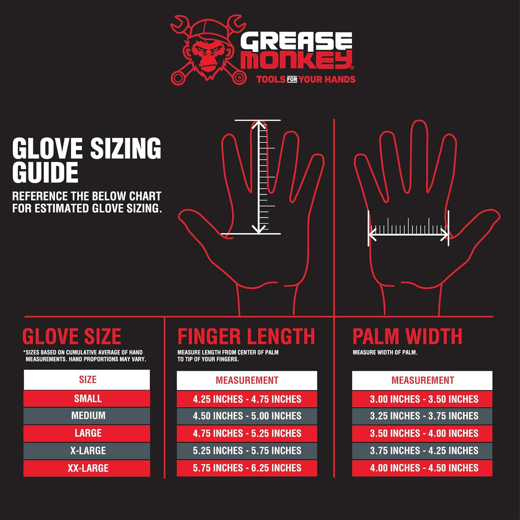 Grease Monkey Work Gloves, Men's Nitrile All Purpose Gloves with Grip for Construction, Safety, Mechanics, Touchscreen