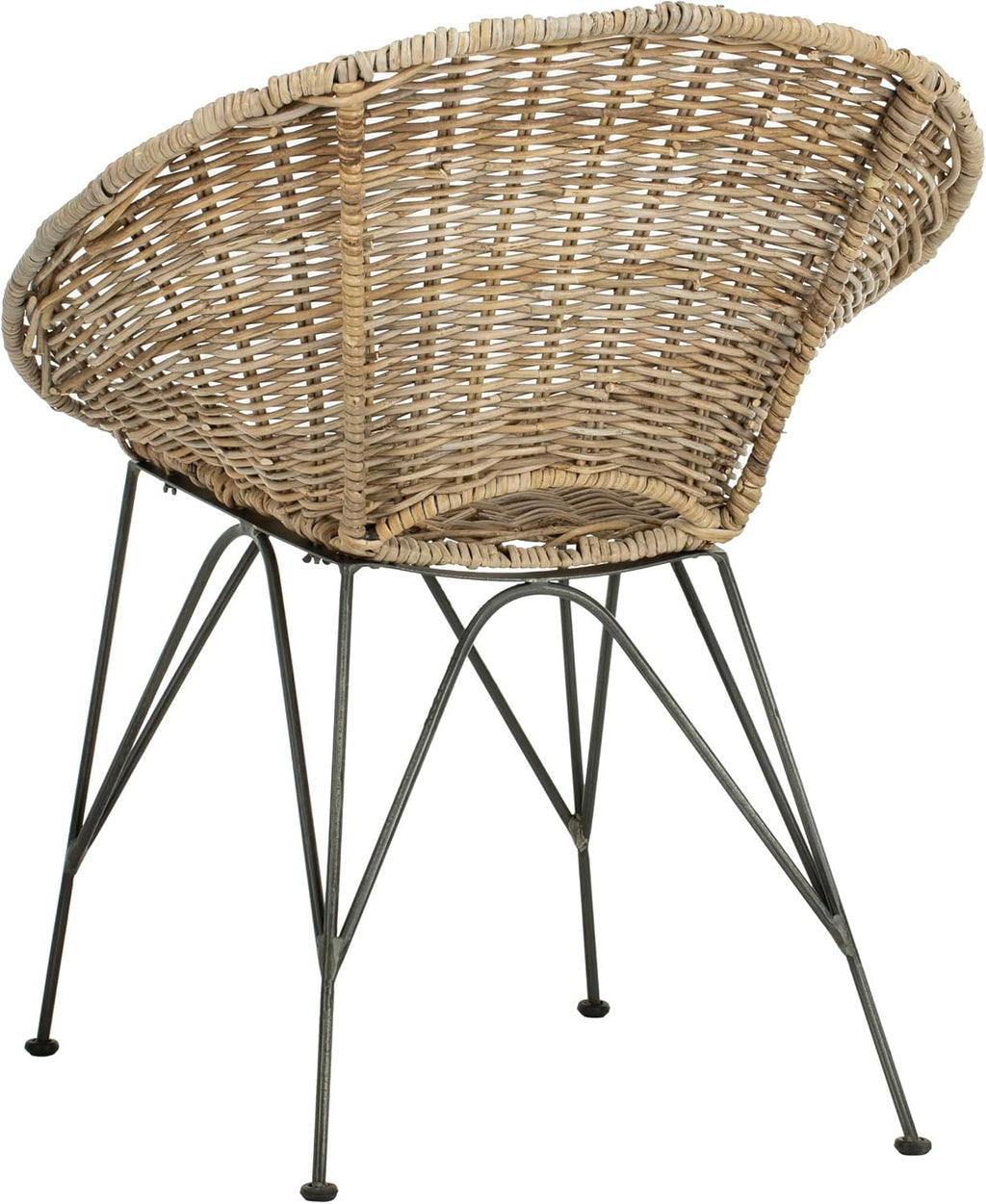 Safavieh Home Sierra Coastal Grey Wash Rattan and Dark Steel Round Accent Chair