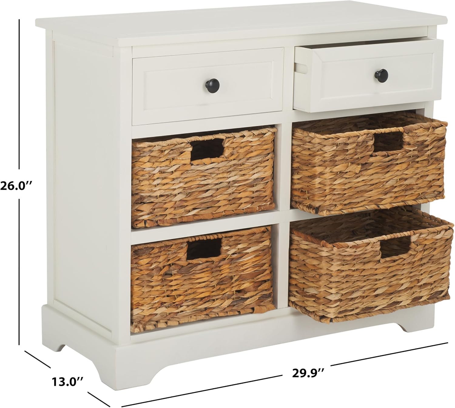 SAFAVIEH Furniture - Herman 2-Drawer Storage Unit - Distressed Cream - Solid Wood - Classic Storage Design - Ideal for Living Room, Entryway, 29' W x 13' D x 27.5' H - Fully Assembled (AMH5702C)