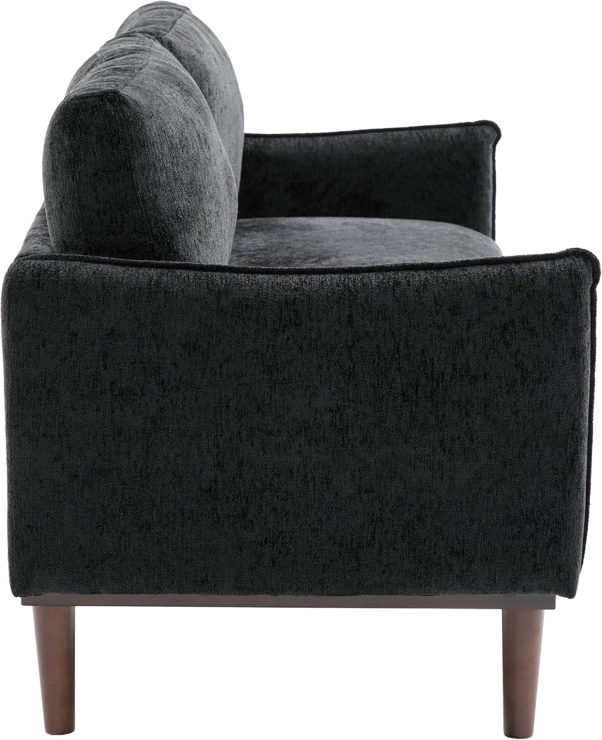 Christopher Knight Home Brena Modern Chenille Upholstered Loveseat Sofa, Wooden 2 Seater Sofa Couch with Deep Seat, Comfy Cloud Couch for Living Room, Bedroom, Home Office, Black