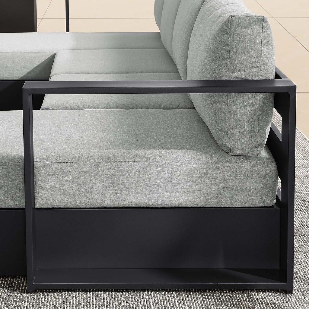 Modway Tahoe Aluminum 4-Piece Outdoor Patio Furniture Gray, Modular Sectional Sofa Set with Chaise Lounges, Weather-Resistant Cushion, Ideal for Deck, Backyard, Poolside