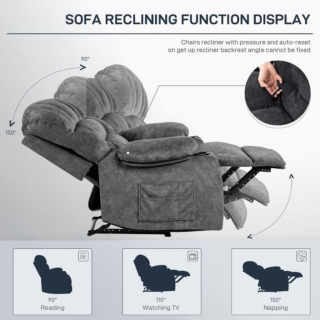 Recliner Chair Modern Ergonomic Lounge Single Sofa Seat Living Room Gravity Recliners Foam Filling