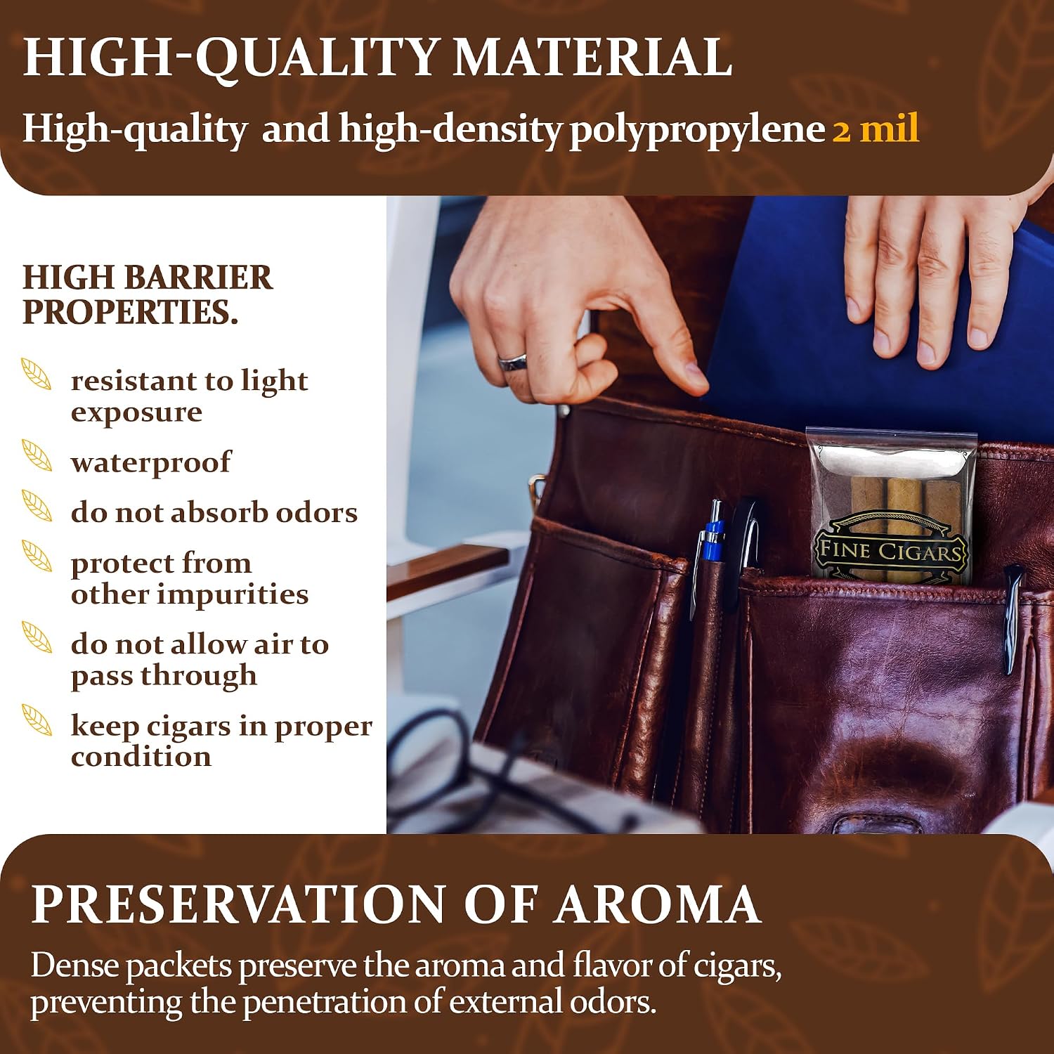 APQ Supply Clear Printed Fine Cigars Cigar Bags Plastic, 4 x 8 Inches. 1000 Pack Reclosable Zipper Bags for Cigars. Polyethylene Cigar Travel Bag, 2 Mil. Small Plastic Baggies for Tobacco Products
