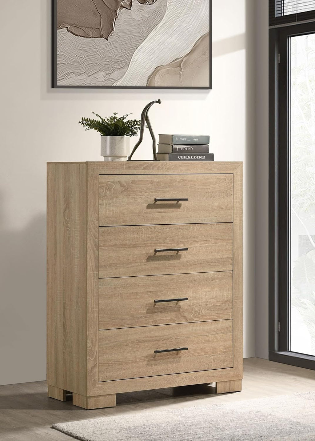 Coaster Home Furnishings - Arielle - Wood - 4-Drawer Chest with English Dovetail Joinery, Bar Pull Handles and Transitional Design - Bedroom - Light Oak - 223115