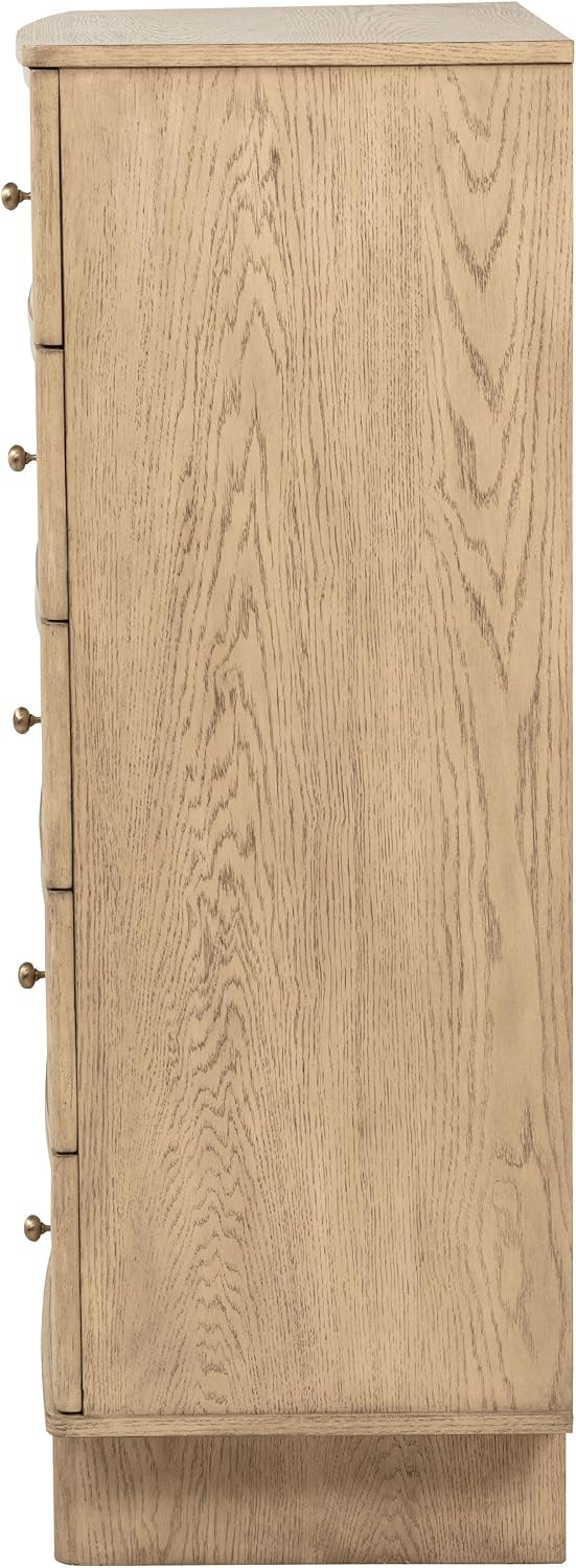 Coaster Home Furnishings - Kailani - Wood - 5-Drawer Chest with Antique Brass Hardware, Cane Fronts, Metal Extension Glides and Round Knobs - Coastal - Bedroom - Beige Oak - 225045