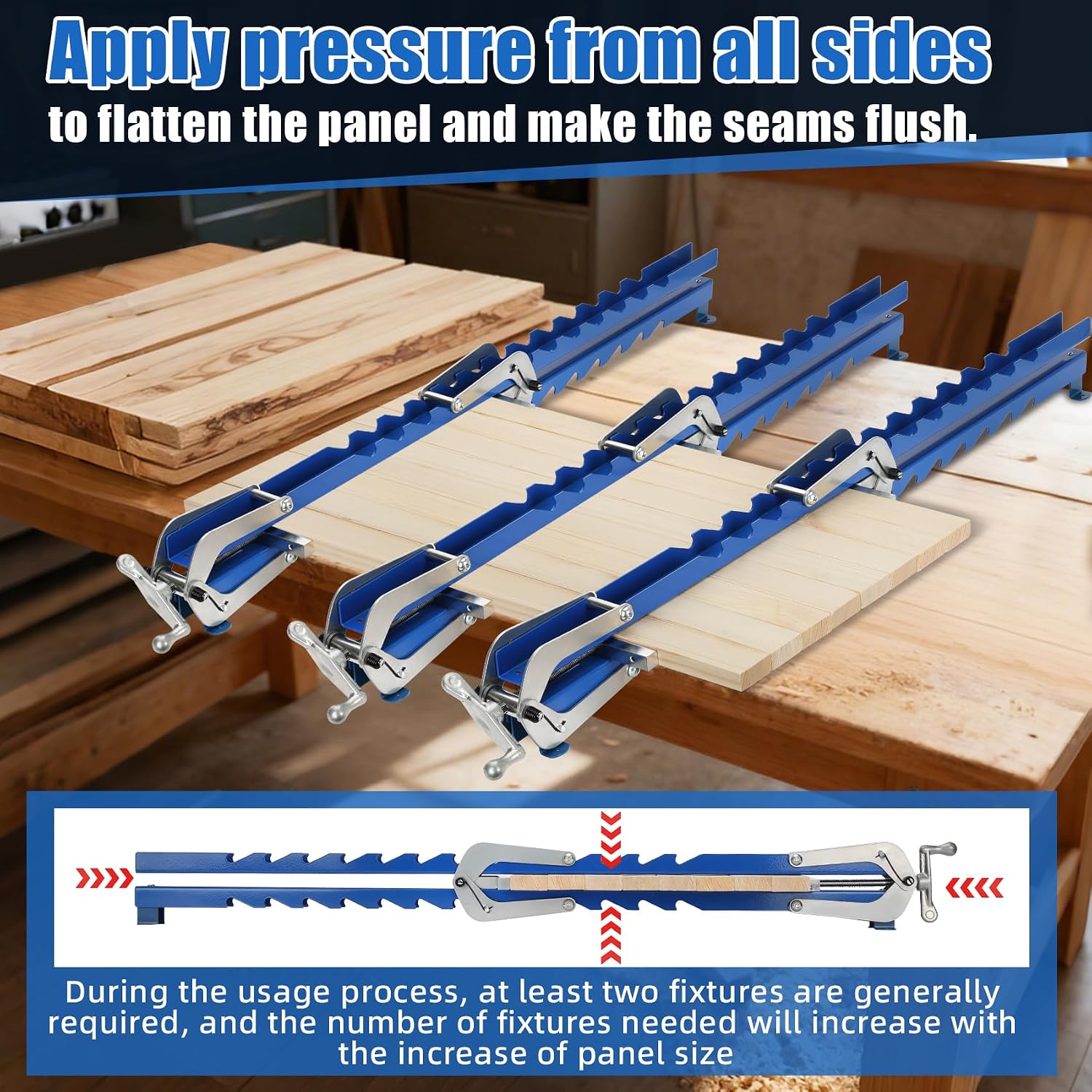 36 Inch Panel Clamps 2 Pack, 4-Way Pressure Steel Parallel Clamps Pre-installation Jigs Fit for 1/2' to 3' Cutting Boards, Tabletops, and Cabinet Cutting Board Clamps