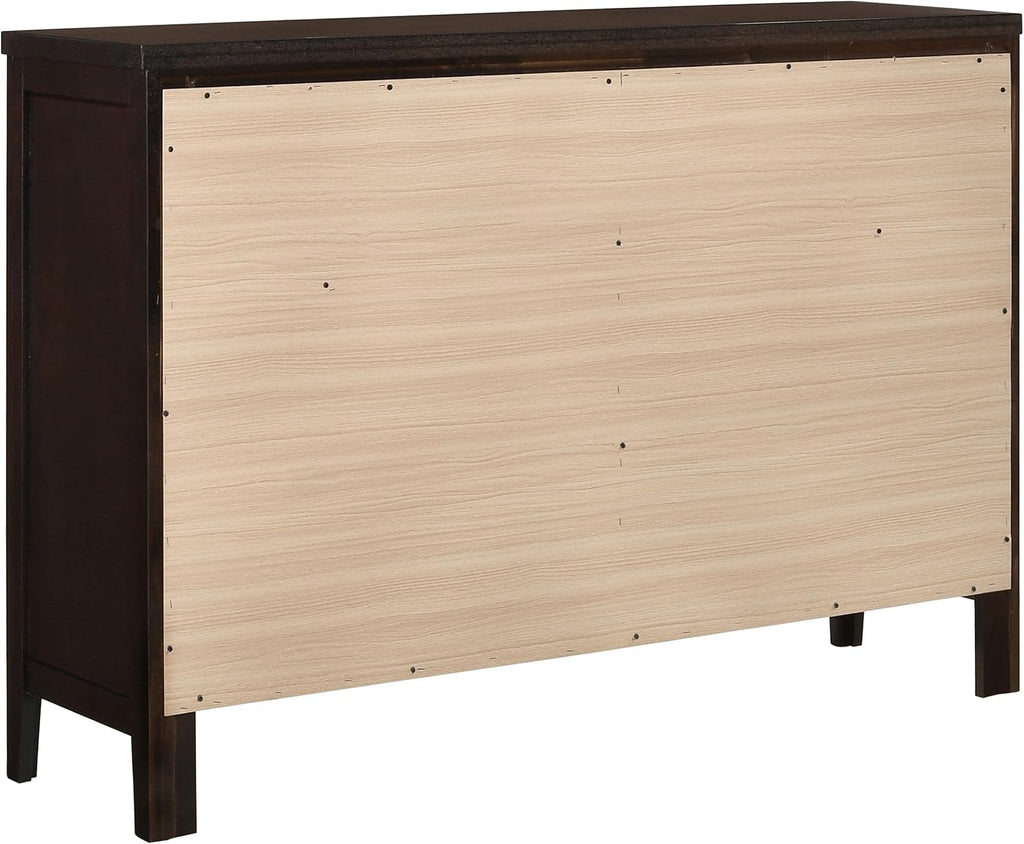 Coaster Home Furnishings - Carlton - Wood - 6-Drawer Dresser with Contemporary Style, Wide Drawers, Round Knobs, Rectangular Structure, Tip-Over Restraint - Bedroom - Cappuccino - 202093