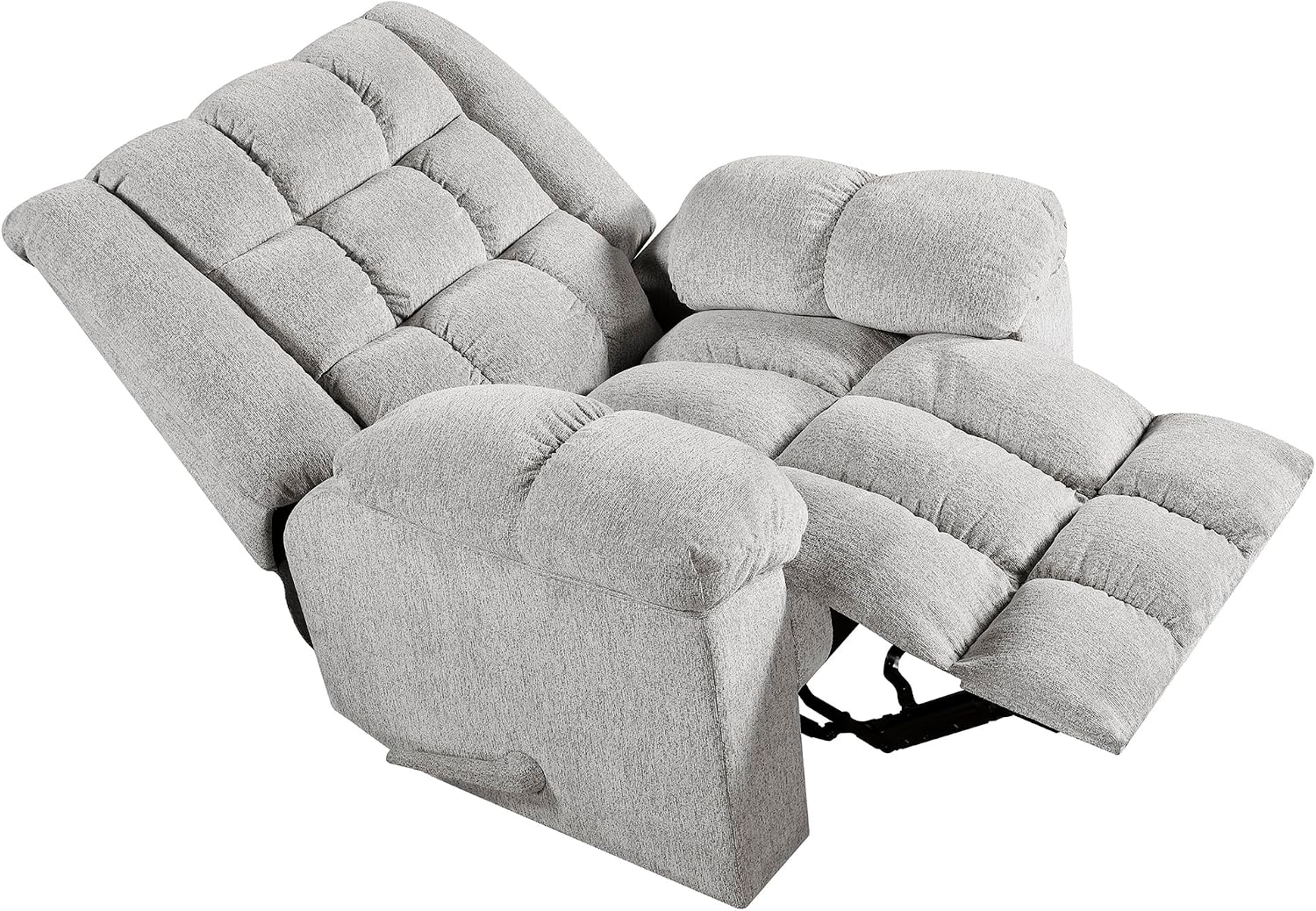 Lexicon Chenille Rocker Reclining Chair for Adults, Rocker Pull Handle Recliner, Nursery Chair for Living Room/Bedroom, High Back, Pillow Top Arms, High Density Foam Cushions, Light Grey