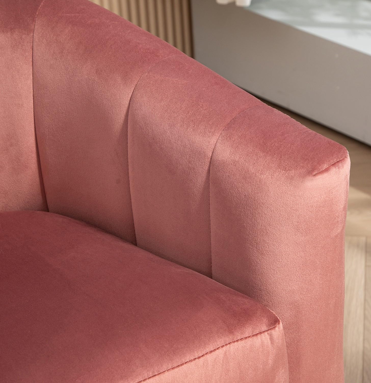 Container Furniture Direct Velvet Modern Accent Armchair - Luxury Gold Frame | Versatile Seating for Living Room, Bedroom, Office, Rose