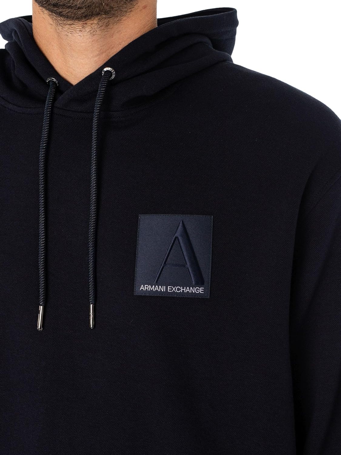 Armani Exchange Men's Limited Edition a Line Logo Stretch Cotton Poly Hooded Drawstring Sweatshirt
