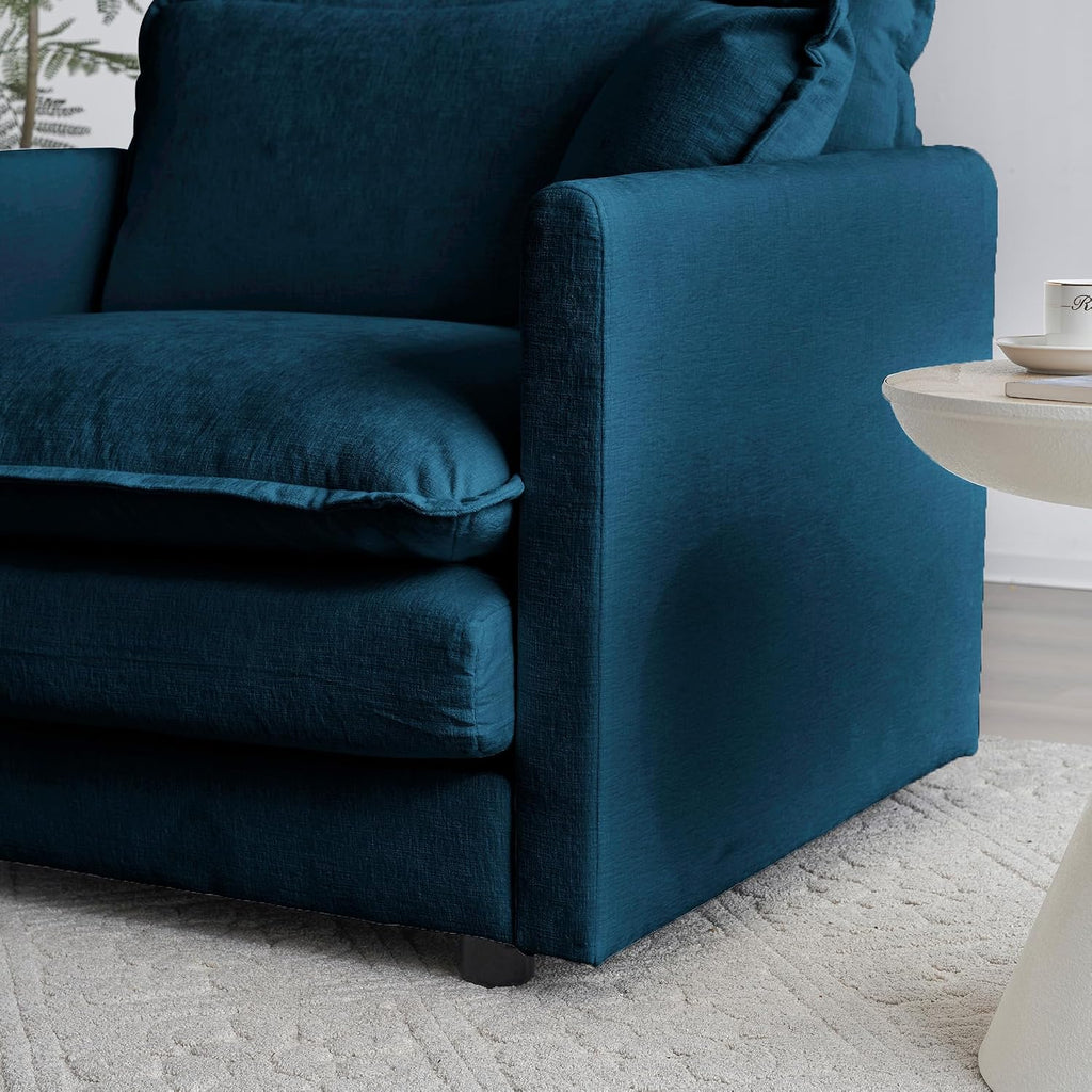ERYE Oversized Loveseat Sectional Sofa Modern Deep Seat Reversible Chaise Sofa&Couch with Movable Ottoman and 4 Pillows, Modular Sleeper Upholstered Couch for Living Room,Apartment,Studio,Office