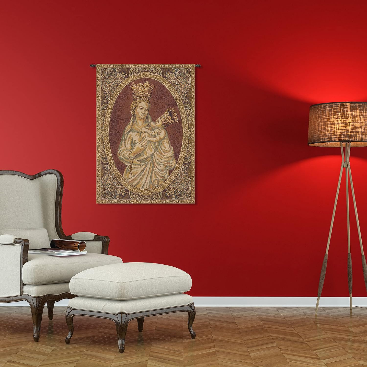 Charlotte Home Furnishings Inc. Madonna From Trapani Italian Tapestry Wall Hanging 24 X 18 Inch Viscose Cotton And Polyester Blend Wall Art Perfect For Home And Wall Decor By Nino Pisano