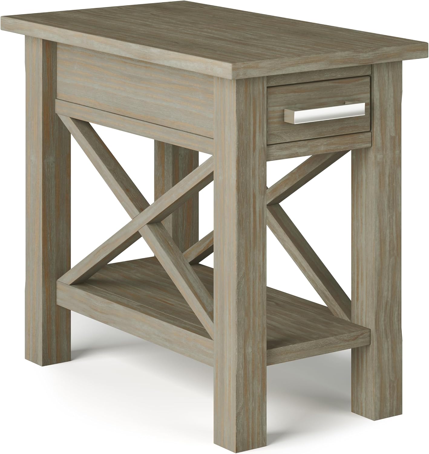 SIMPLIHOME Kitchener SOLID WOOD 14 inch Wide Rectangle Contemporary Narrow Side Table in Distressed Grey with Storage, 1 Drawer, 1 Shelf, for the Living Room and Bedroom
