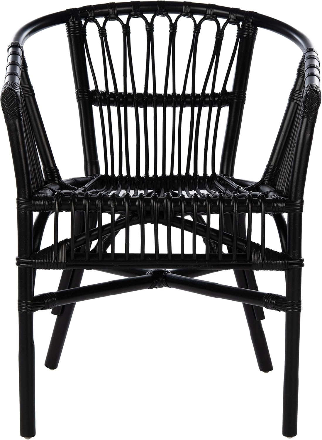 Safavieh Home Adriana Coastal Black Rattan (Set of 2) Accent Chair (ACH6505A-SET2)