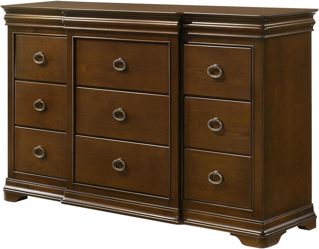 Coaster Home Furnishings - Garland - Wood - 11-Drawer Bedroom Dresser Cabinet with Two Hidden Drawers, Cedar-Lined Bottom Drawers and Traditional Style - Bedroom - Brown Cherry - 205303