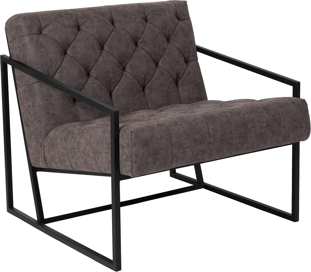 Flash Furniture HERCULES Madison Series Retro Gray LeatherSoft Tufted Lounge Chair