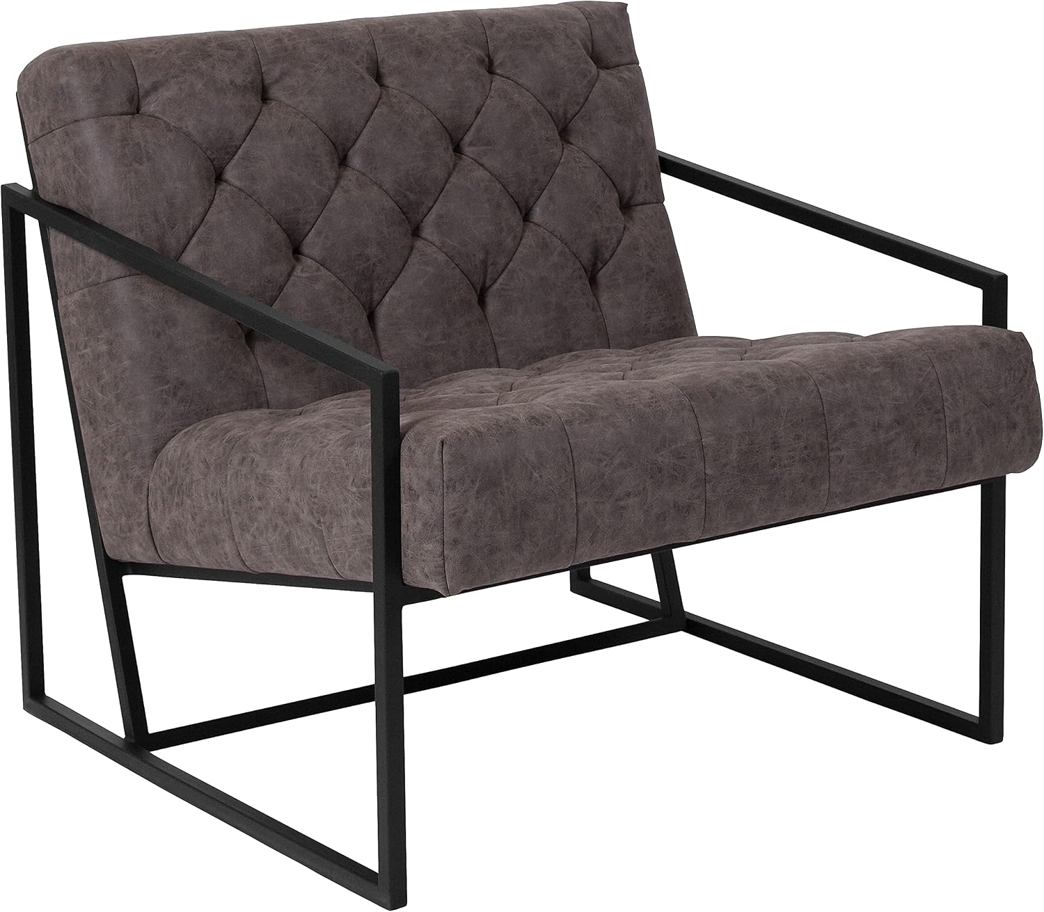Flash Furniture HERCULES Madison Series Retro Gray LeatherSoft Tufted Lounge Chair