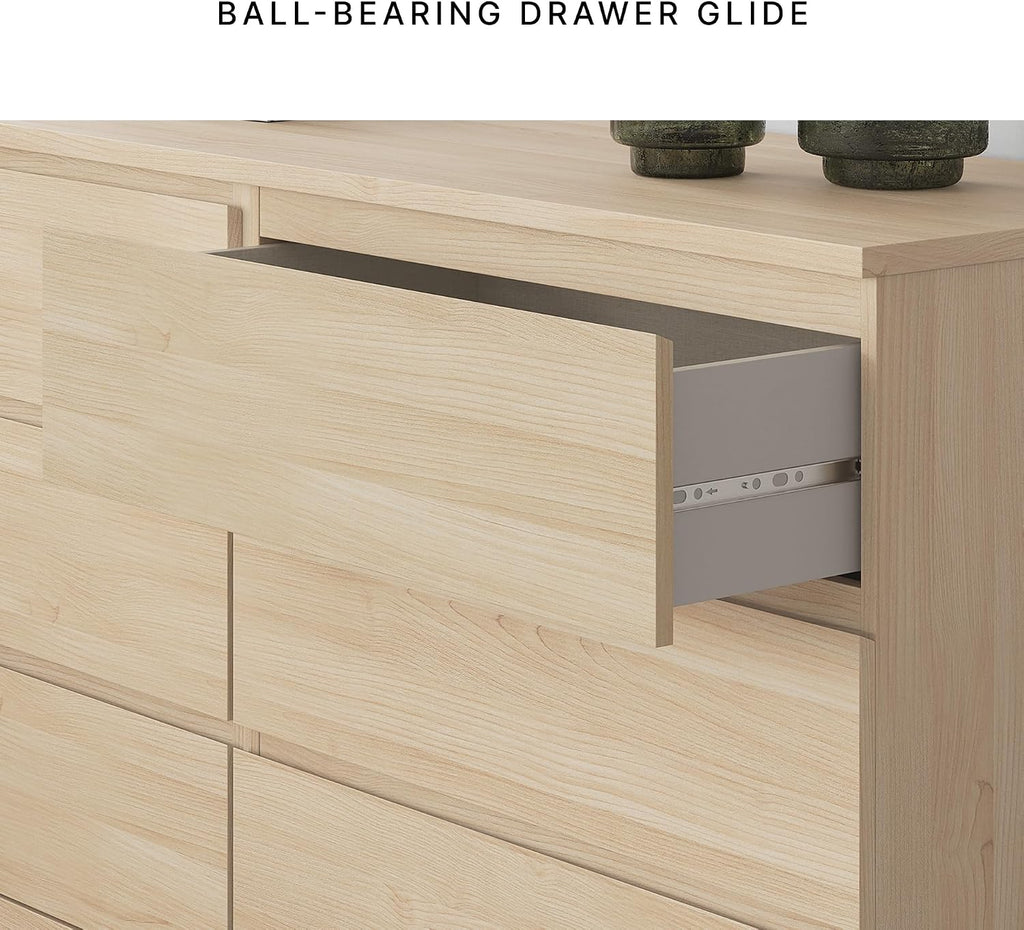 Signature Design by Ashley Onita Contemporary 6-Drawer Dresser with Ash Finish, Light Brown