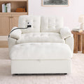 KEIKI 56' Oversized Chaise Lounge Chair Indoor with Storage Ottoman, USB Port &Phone Stand, Cloud Upholstered Chaise Lounge Recliner, Deep Seat Reading Couch Sofa Bed for Living Room Bedroom,Beige