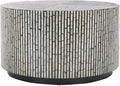 SAFAVIEH Home Collection Hamza Black Mother of Pearl Round Coffee Table (Fully Assembled)