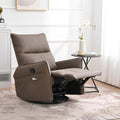 KEIKI 360 Degree Rocking Swivel PU Leather Recliner Chair, Individual Seat Home Theater Recliner Seating with Side Pocket for Living Room Bedroom, Brown