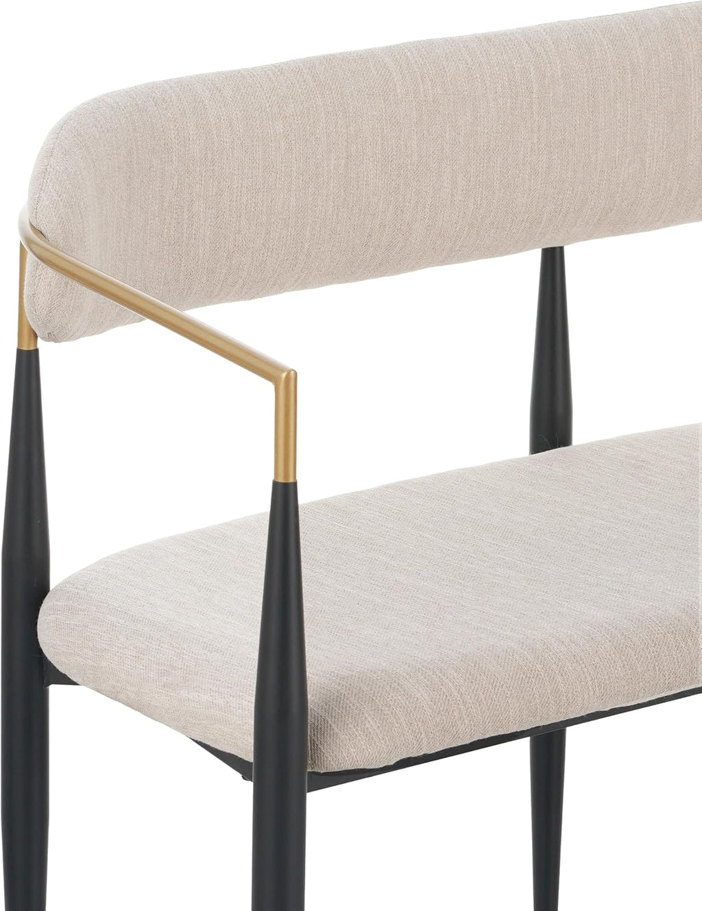 Christopher Knight Home Names Modern Metal Loveseat, Living Room Fabric Upholstered Settee, Curved Open Backrest 2-Seater Sofa, Cozy Couch for Bedroom, Apartment, Home Office, Black+ Gold + Beige