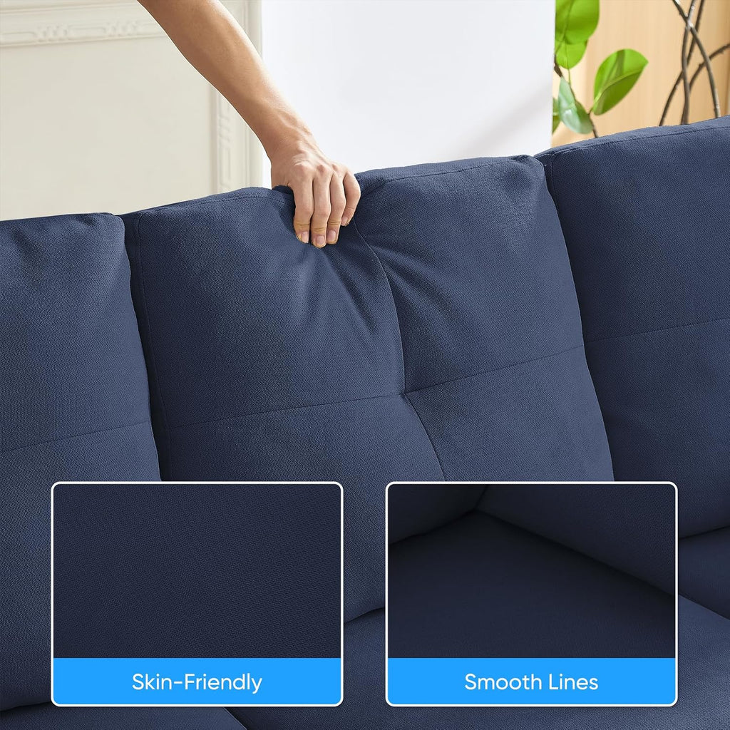 PUREMIND Sectional Couches for Living Room, Modern Snow Velvet U-Shaped Sofa Couch with Double Chaise, Upholstered 4 Seater Home Sofa for Living Room, Apartment, Office,Blue
