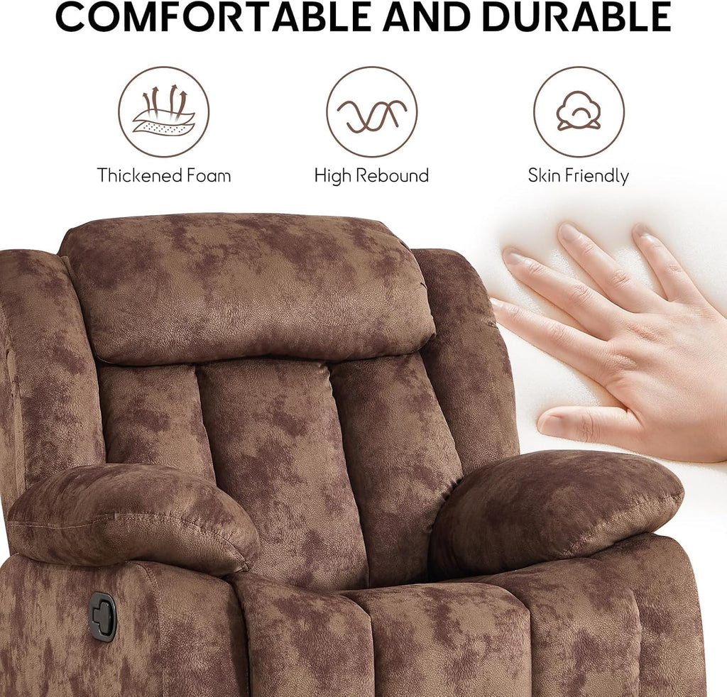 EBELLO Manual Reclining Sofa Set, Classic Recliner Sofa with Overstuffed Arms and Backrest, Include 1 Recliner Chair, 2 Loveseat Couch, Dark Brown