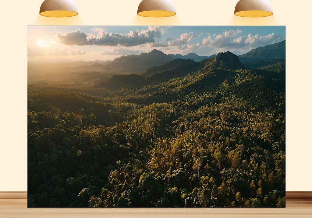 20X10ft Fabric Forest Tapestry Wall Hanging Jungle Forest Backdrop Misty Nature Scenery Background for Staircase Wall Hallway Narrow Space Decor Living Room Home Decor Photo Studio Props