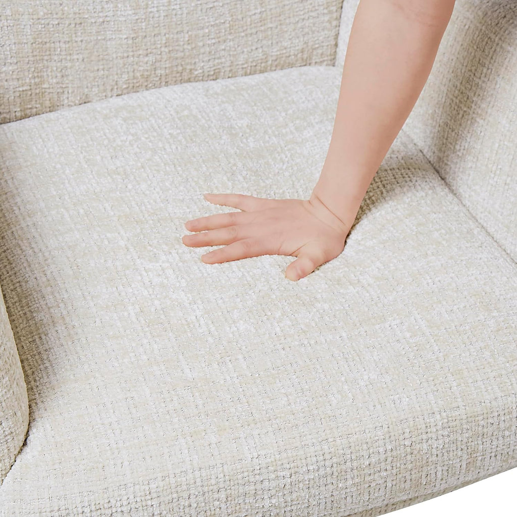 Lexicon 360 Degree Swivel Accent Chair with Ottoman, Chenille Upholstered Swivel Lounge Chair with Armrest, Criss-Cross Legs and Footstool for Living Room/Office/Bedroom, Beige